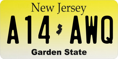 NJ license plate A14AWQ