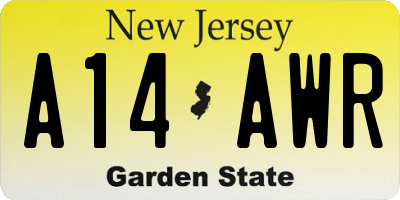 NJ license plate A14AWR