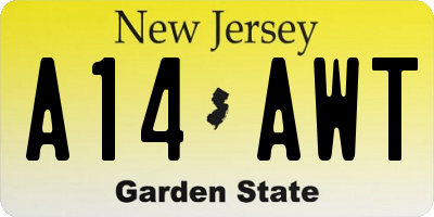 NJ license plate A14AWT