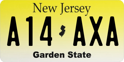 NJ license plate A14AXA