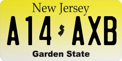 NJ license plate A14AXB