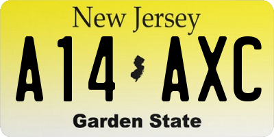 NJ license plate A14AXC