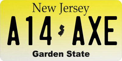 NJ license plate A14AXE