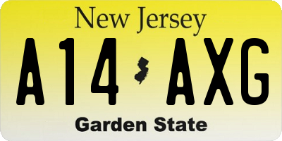 NJ license plate A14AXG