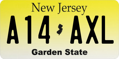 NJ license plate A14AXL