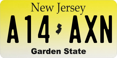 NJ license plate A14AXN