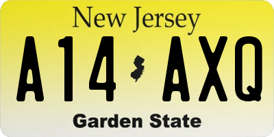 NJ license plate A14AXQ