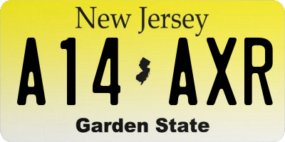 NJ license plate A14AXR