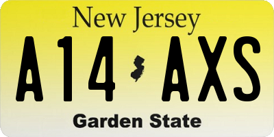 NJ license plate A14AXS