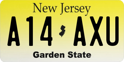 NJ license plate A14AXU