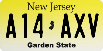 NJ license plate A14AXV