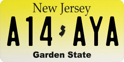 NJ license plate A14AYA