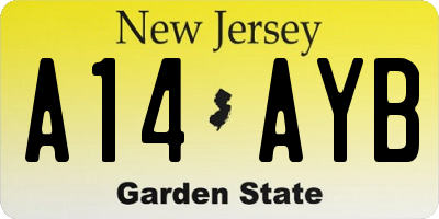 NJ license plate A14AYB