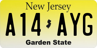 NJ license plate A14AYG