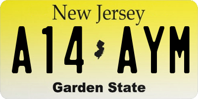 NJ license plate A14AYM