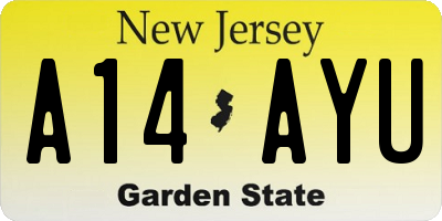 NJ license plate A14AYU