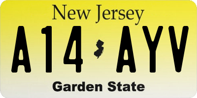 NJ license plate A14AYV