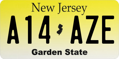 NJ license plate A14AZE