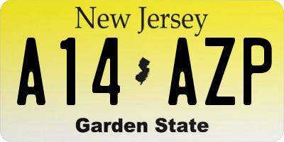 NJ license plate A14AZP