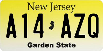 NJ license plate A14AZQ