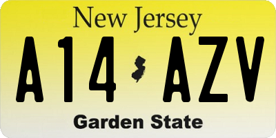 NJ license plate A14AZV