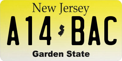 NJ license plate A14BAC