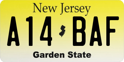 NJ license plate A14BAF