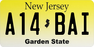 NJ license plate A14BAI