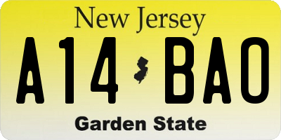 NJ license plate A14BAO