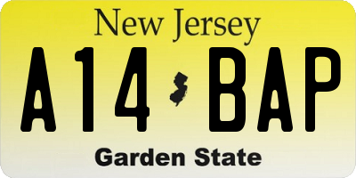 NJ license plate A14BAP