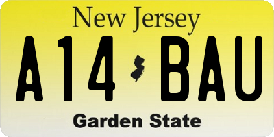 NJ license plate A14BAU