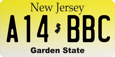 NJ license plate A14BBC