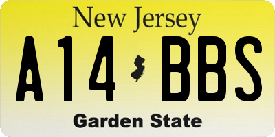 NJ license plate A14BBS