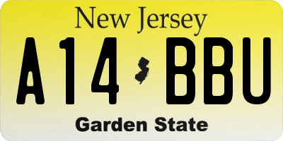 NJ license plate A14BBU