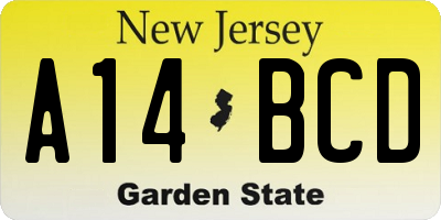 NJ license plate A14BCD