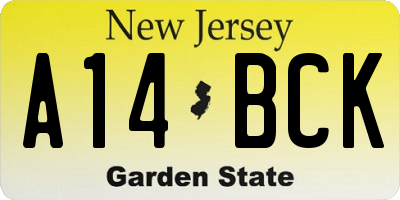 NJ license plate A14BCK
