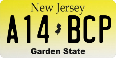 NJ license plate A14BCP