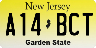 NJ license plate A14BCT