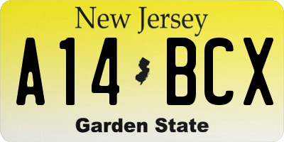 NJ license plate A14BCX