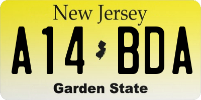 NJ license plate A14BDA