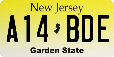 NJ license plate A14BDE