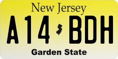 NJ license plate A14BDH
