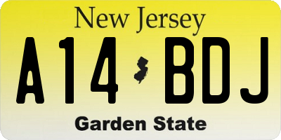 NJ license plate A14BDJ