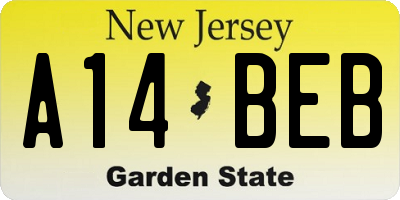 NJ license plate A14BEB
