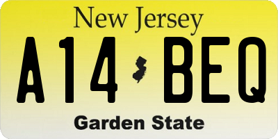 NJ license plate A14BEQ