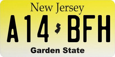 NJ license plate A14BFH