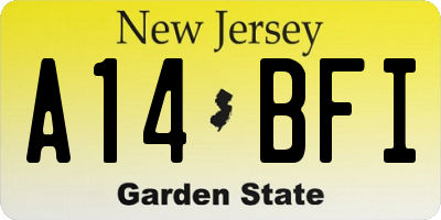 NJ license plate A14BFI