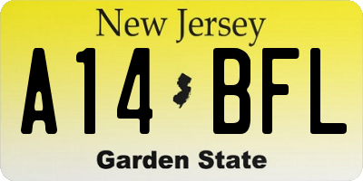 NJ license plate A14BFL
