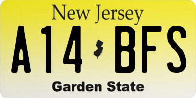 NJ license plate A14BFS