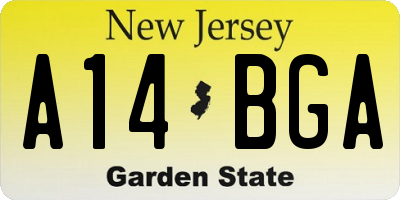 NJ license plate A14BGA